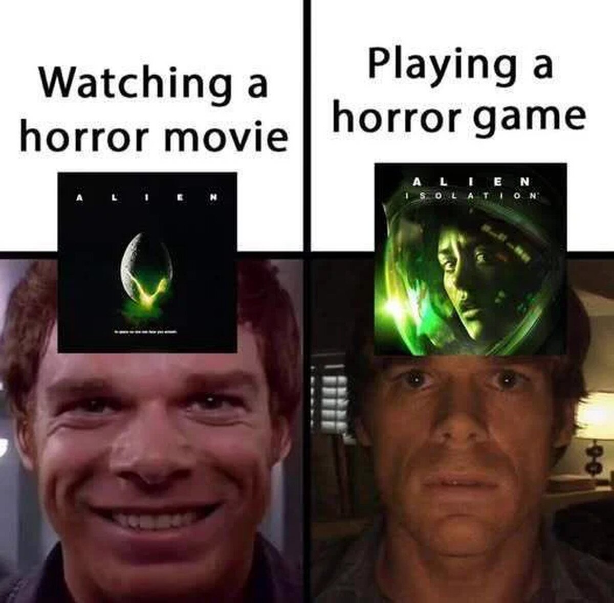 Ver una peli de miedo vs. jugar un Survival
