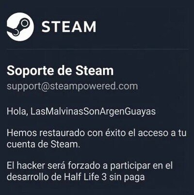 Tremendo el support de Steam
