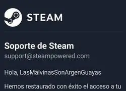 Tremendo el support de Steam