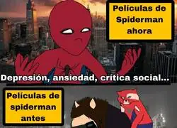 Spiderman descubriendo que ahora tiene que hacer terapia en lugar de salvar el mundo